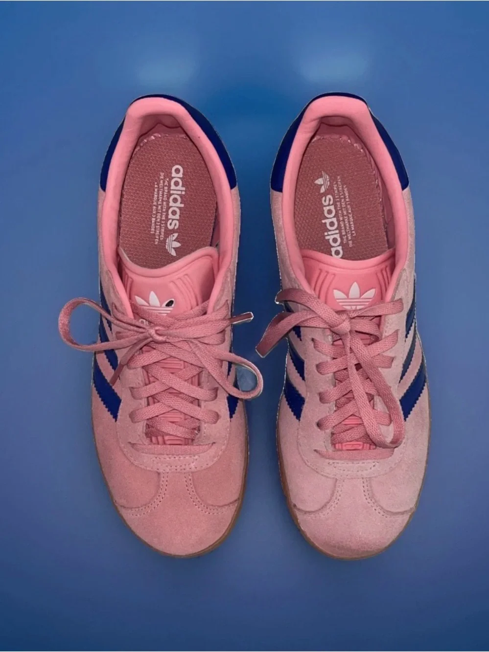 Womens Adidas Gazelle J Semi Pink Spark Lucid Blue Shoes Sneakers Size 4